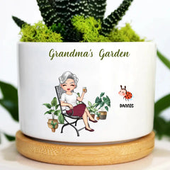 Cadeau personnalisé pour la fête des mères Maman Grand-mère Jardin Nana's Love Bugs Pot de plantes en céramique