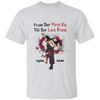 Halloween  Personalized T-shirt Doll Couple Kissing From Our First Kiss Till Our Last Breath