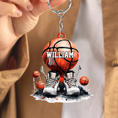 Ceci est mon porte-clés acrylique personnalisé de basket-ball et de baskets, cadeau pour les amateurs de basket-ball