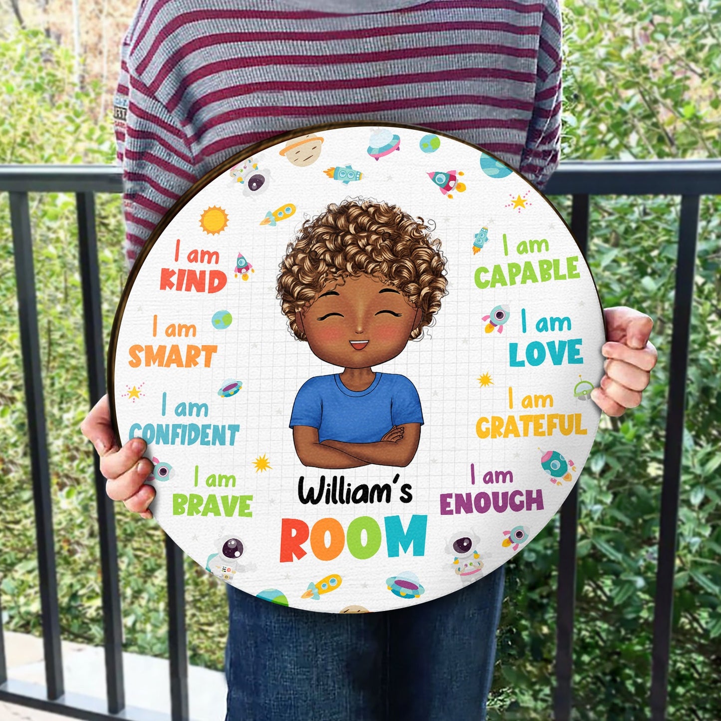 I Am Kid Affirmations - Gift For Children, Grandkids - Personalized Wood Door Sign