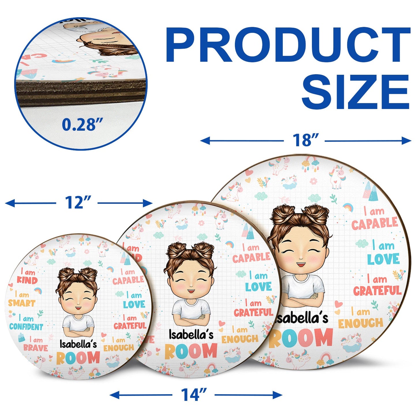 I Am Kid Affirmations - Gift For Children, Grandkids - Personalized Wood Door Sign