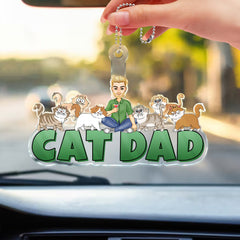 Cat Mom Walking Cat - Gift For Cat Lovers - Personalized Acrylic Car Hanger