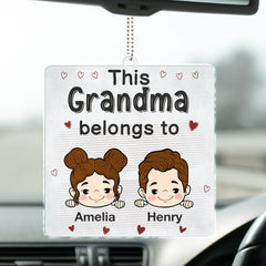 Cette grand-mère appartient à - Cadeau pour papa, maman, grand-mère, grand-père - Cintre de voiture en acrylique personnalisé