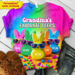 Grandma's and Mom's Favorite Peeps Rainbow Color Personalized 3D T-shirt