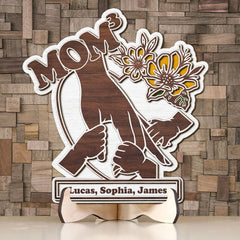 Personalized Gifts For Mother Wood Plaque Mom Holding Children's Hands