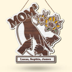 Personalized Gifts For Mother Wood Plaque Mom Holding Children's Hands