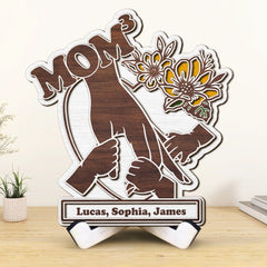 Personalized Gifts For Mother Wood Plaque Mom Holding Children's Hands